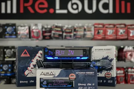 НОВИНКИ от AURA Бюджетные магнитолы "STORM" с Bluetooth, 3 парами RCA, USB, AUX и RGB подсветкой: